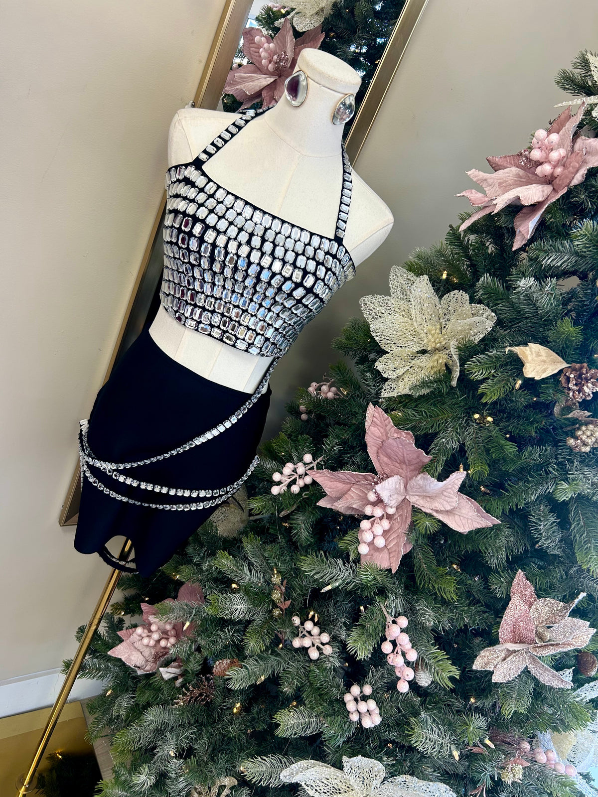 Midnight Toast Crystal Bandage Mini Dress