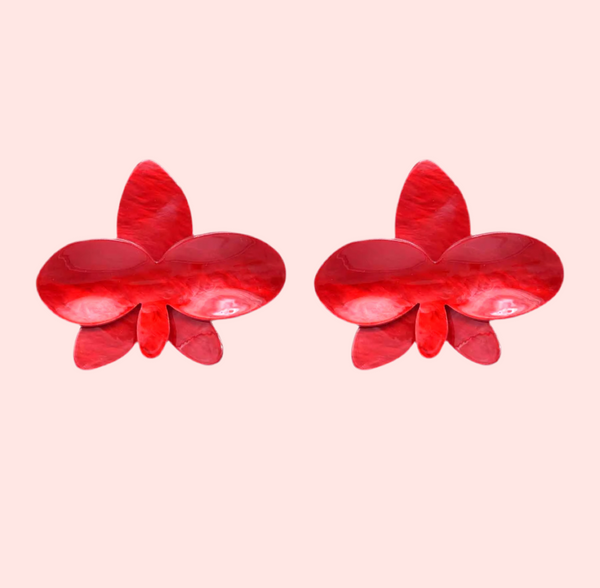 Ruby Woo Flower Statement Earrings