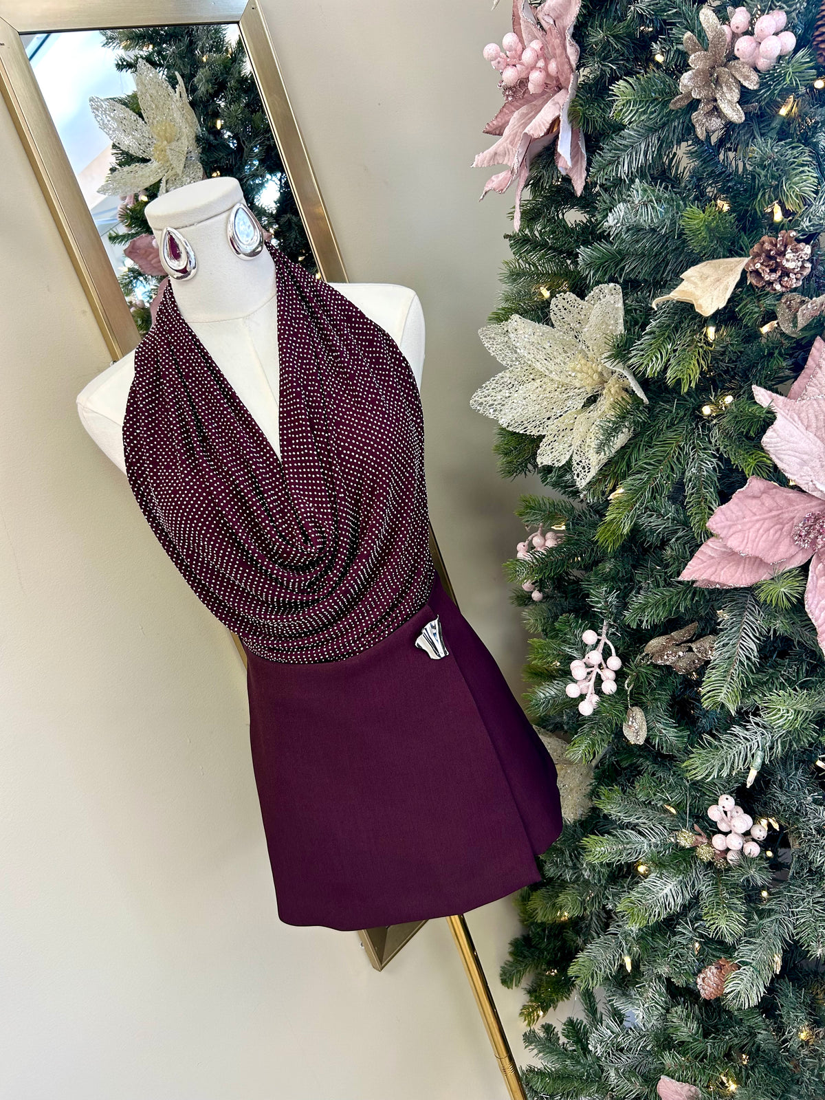 Wine Twilight Shimmer Halter Top