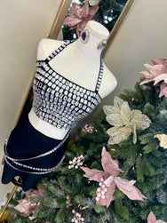 Midnight Toast Crystal Bandage Mini Dress