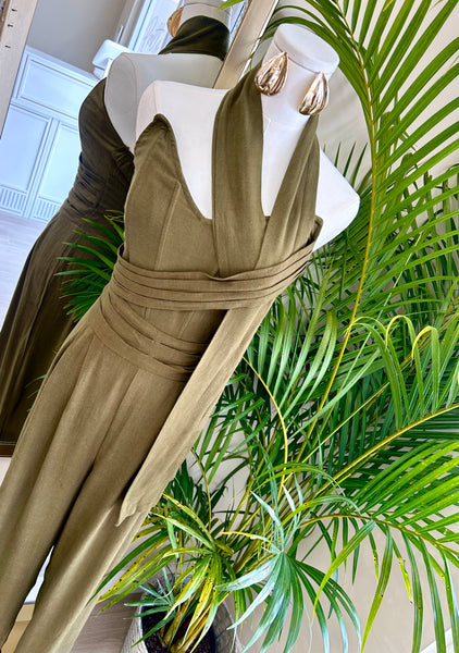 Olive Romance Halter Jumpsuit