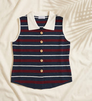 Navy Kensington Stripe Knit Vest
