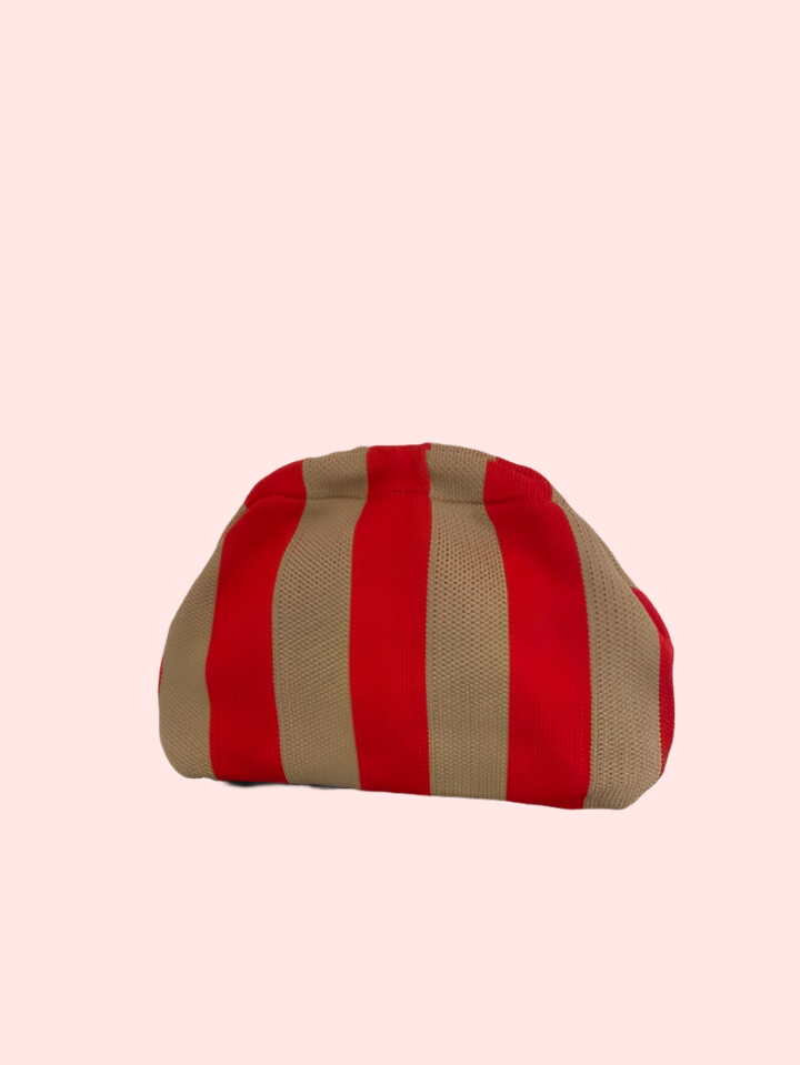 Red Stripe Pouf Clutch