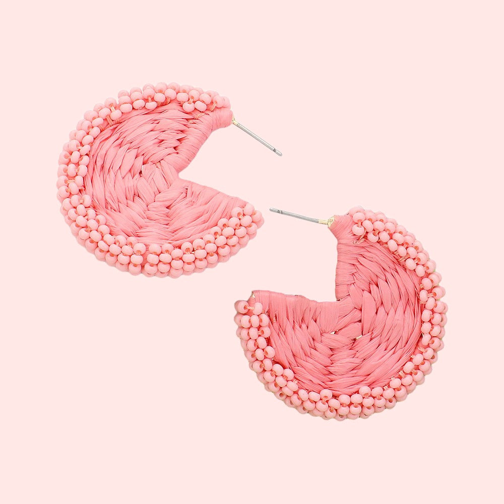 Pink Sands Raffia Earrings