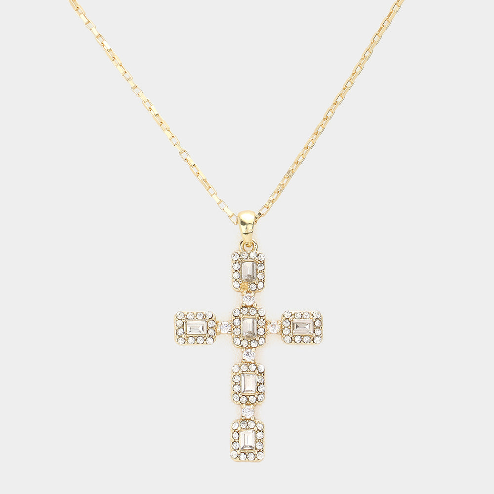 Stone Cross Pendant Necklace
