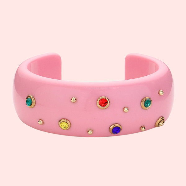 Pink Stone Love Cuff Bracelet