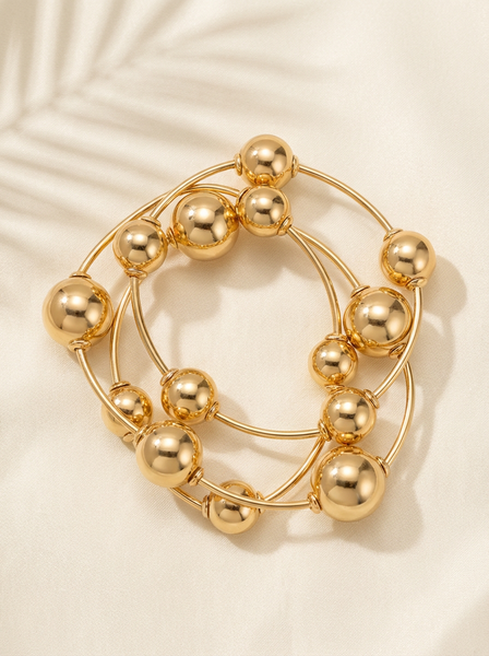 Gold Bauble Bead Statement Bracelets