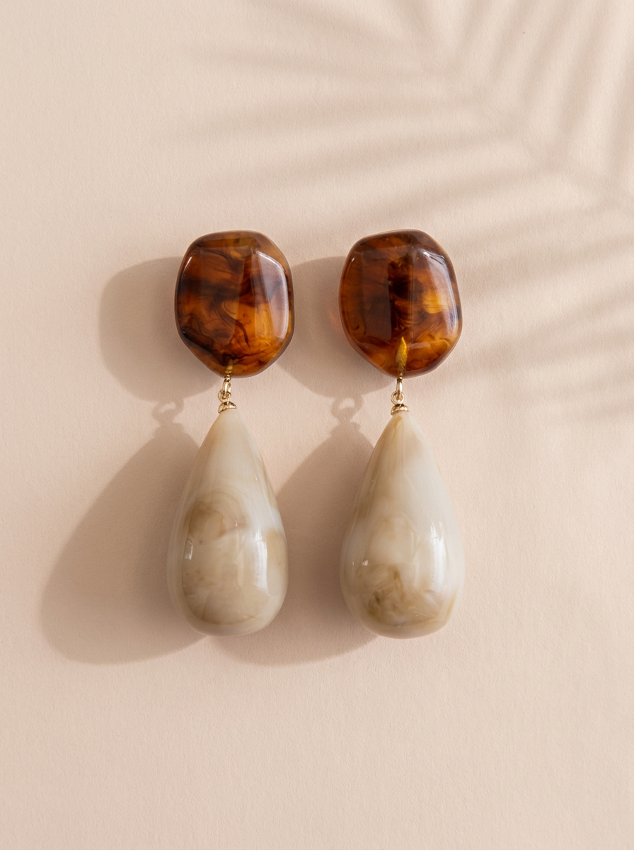 Cafe Marble Drop Statement Earrings