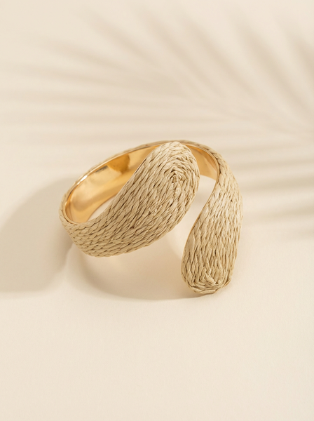 Beige Raffia Twist Statement Bracelet