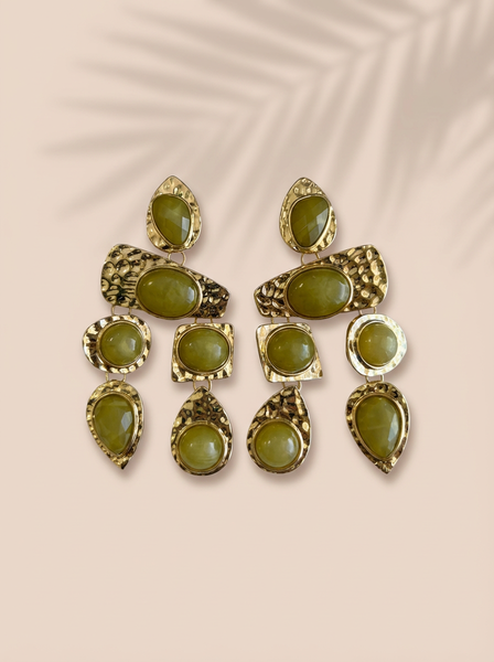 Citrine Beaded Statement Earrings