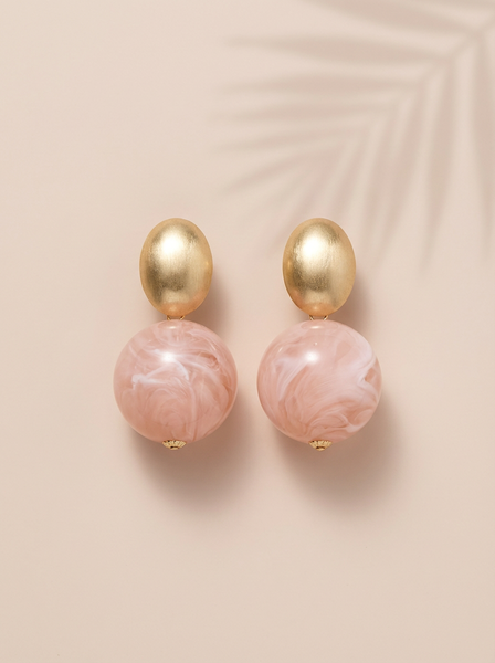 Coral Marble Statement Earrings