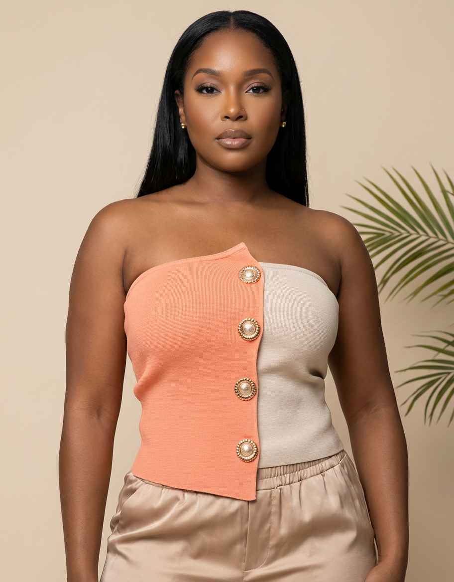Toasted Peach Muse Strapless Top