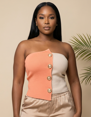 Toasted Peach Muse Strapless Top