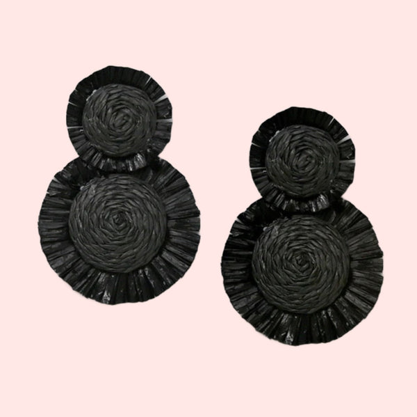 Black Beauty Raffia Earrings