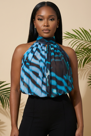 Ocean Eyes Printed Halter Blouse