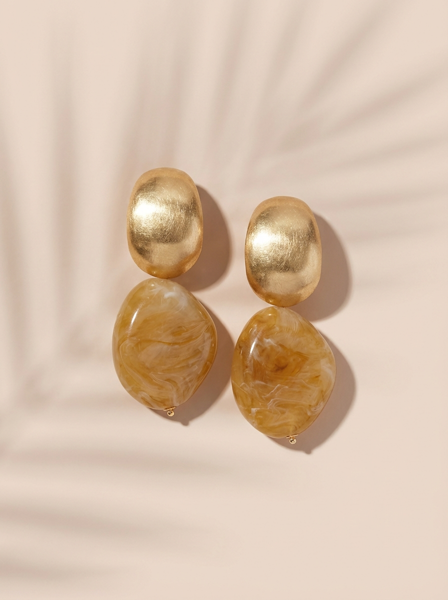 Nude Marble Statement Earrings