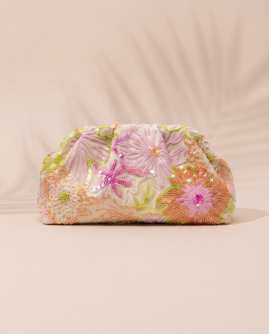 Flora Sequin Cloud Clutch