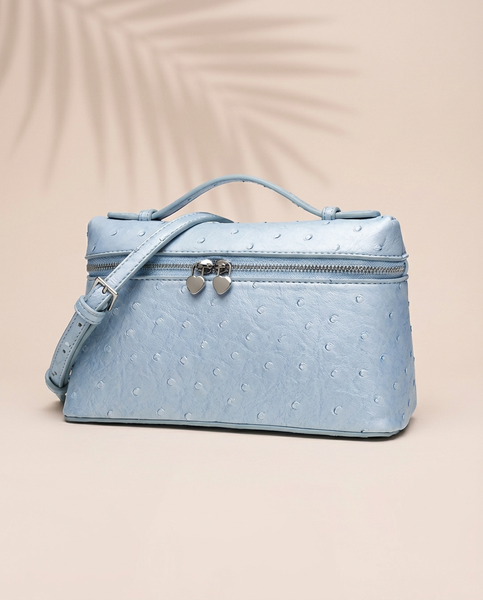 Powder Blue Grain Top Handle Clutch