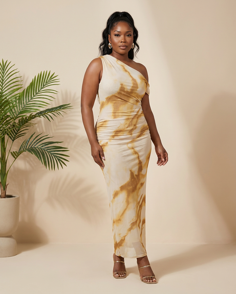 Marigold Marble Midi Dress