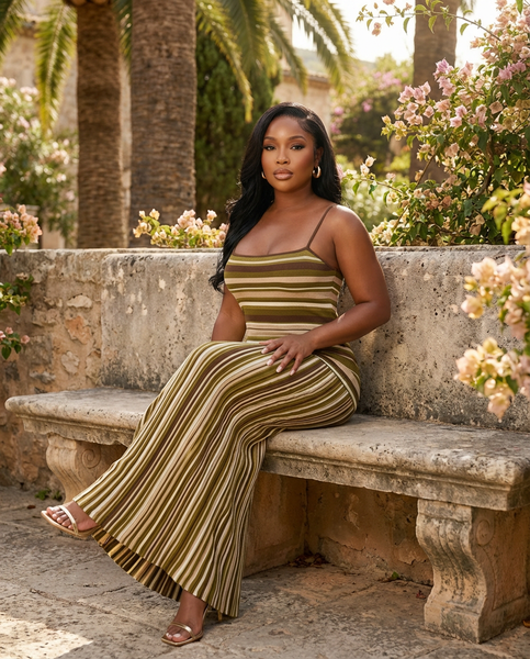Olivetini Stripe Maxi Dress