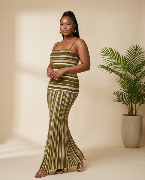 Olivetini Stripe Maxi Dress