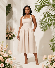 Vineyard Reserve Stripe Halter Midi Dress