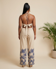 Palm Isle Cowl Halter Jumpsuit