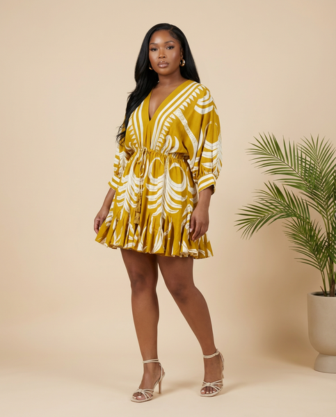 Golden Soleil Swing Mini Dress