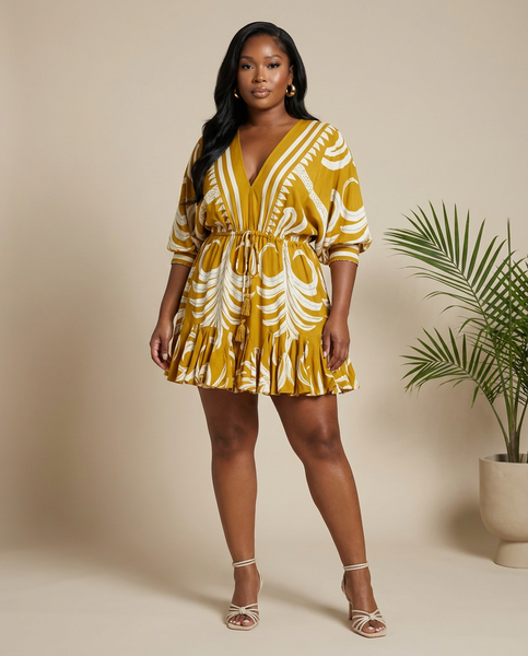 Golden Soleil Swing Mini Dress