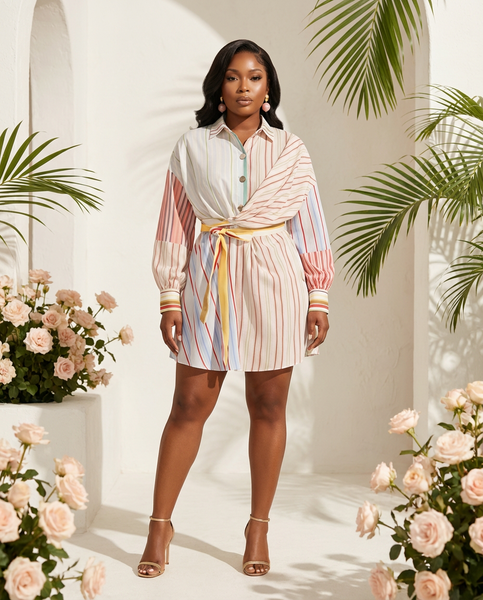 Pastel Dreams Belted Shirt Dress
