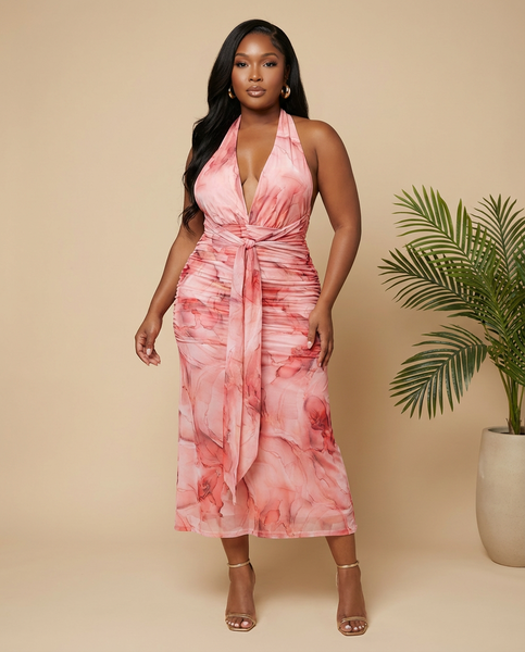 Rośe Allure Midi Dress