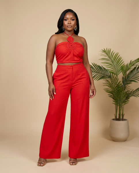 Scarlet Bloom Halter Co Ord