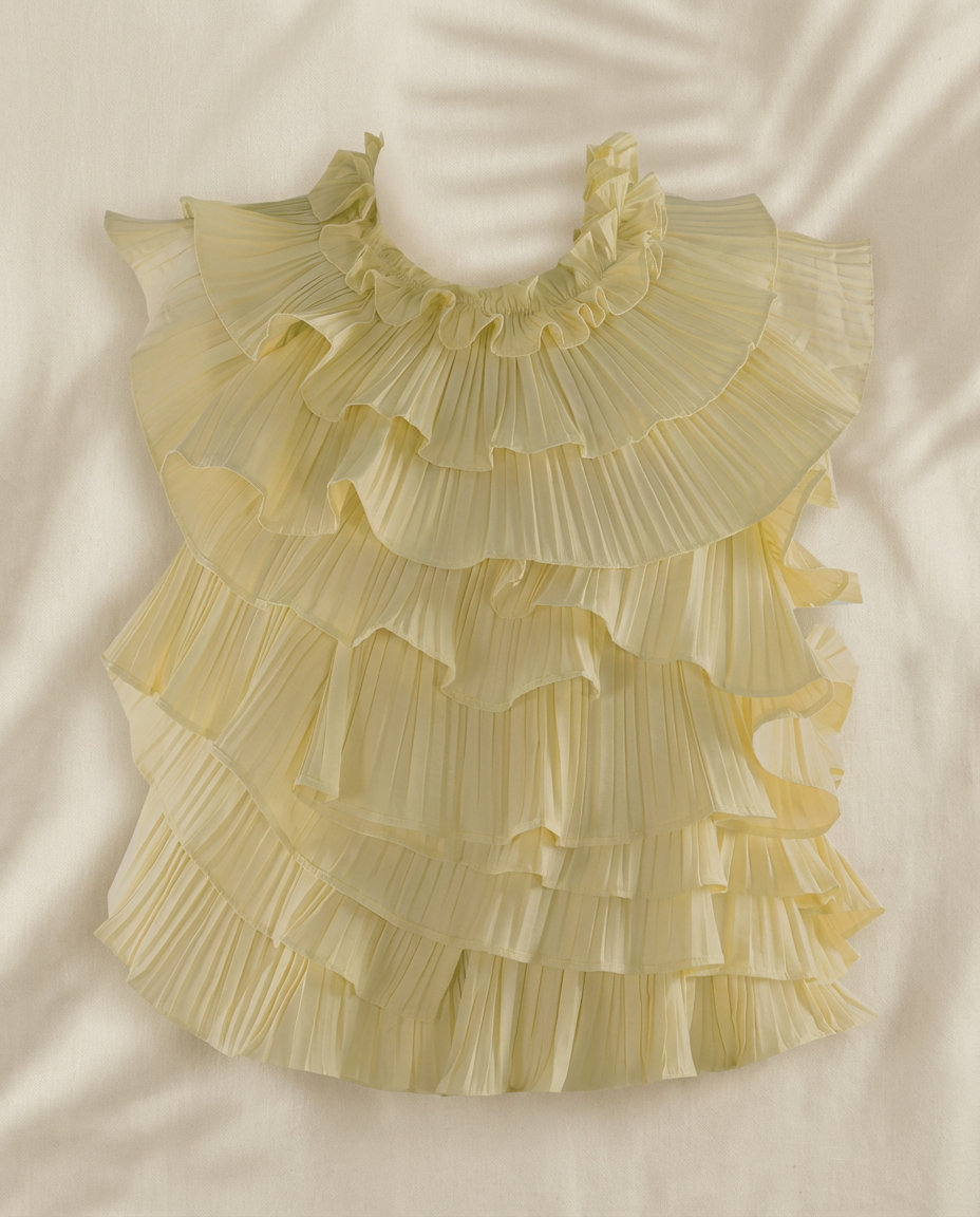 Butter Yellow Peep Show Frill Halter Blouse
