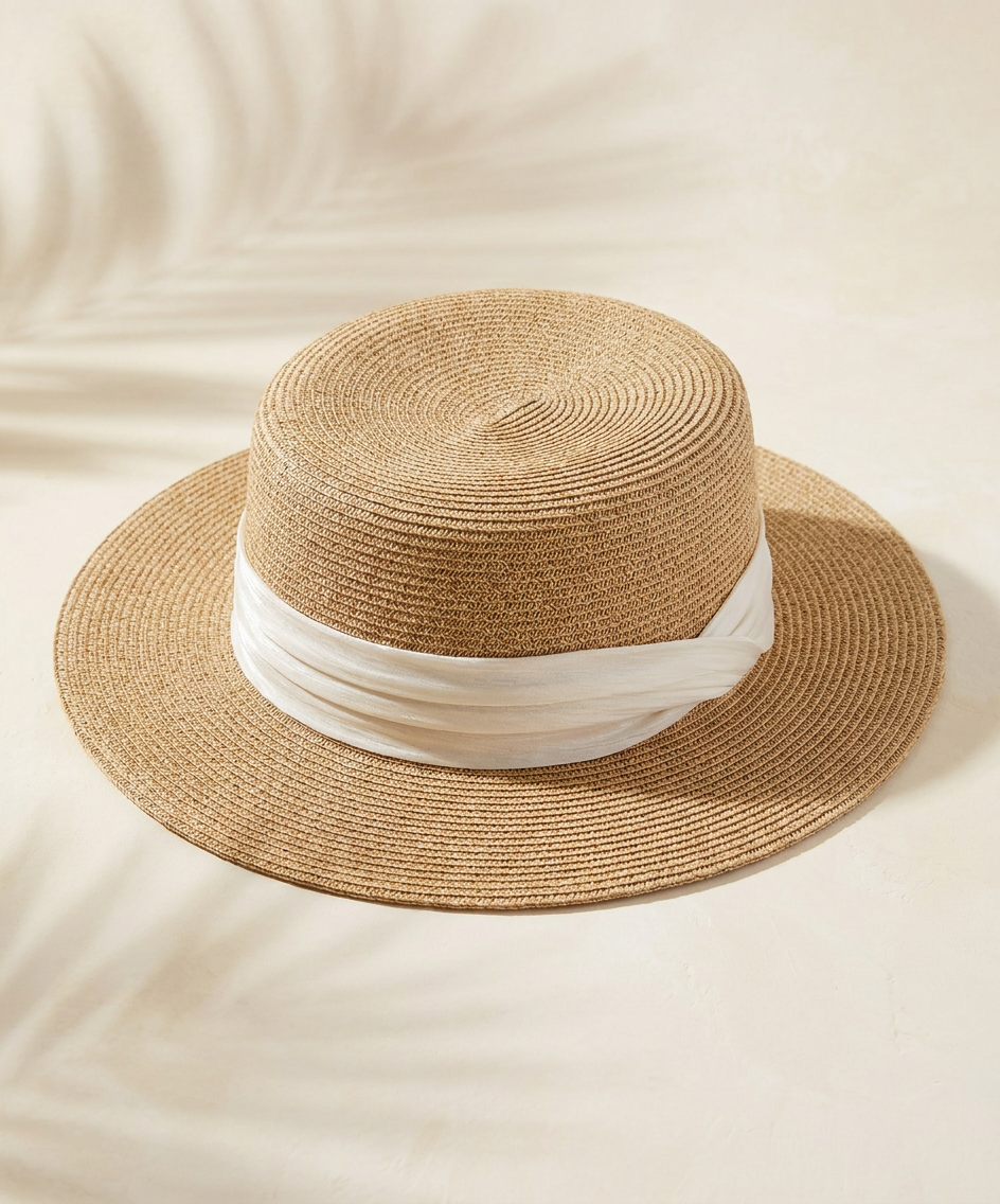 Monaco Muse Straw Boater-Ivory