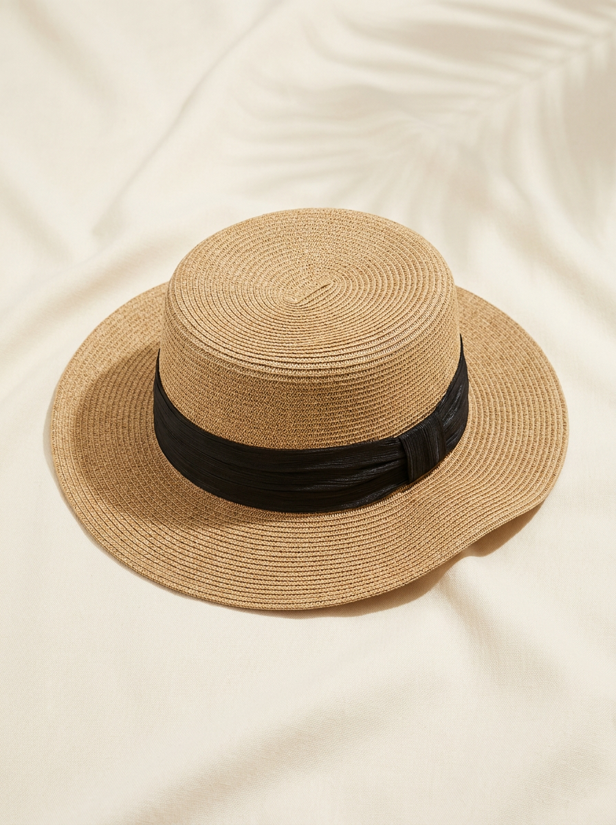 Monaco Muse Straw Boater-Black