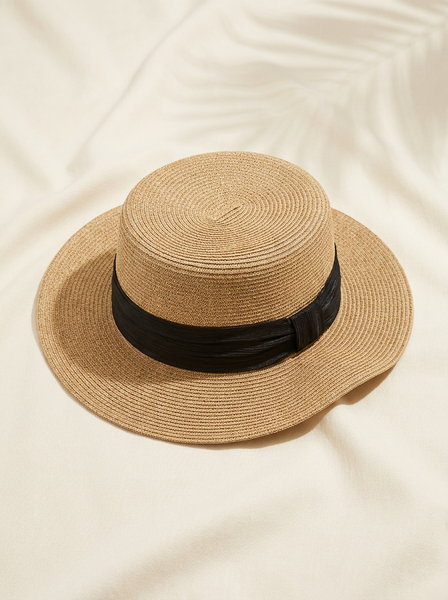 Monaco Muse Straw Boater-Black