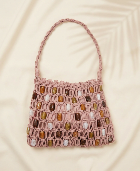 Mauve Take Me To Tulum Beaded Bag
