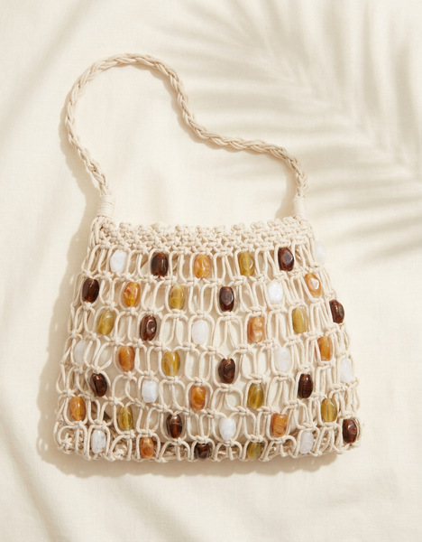 Ivory Take Me To Tulum Beaded Bag