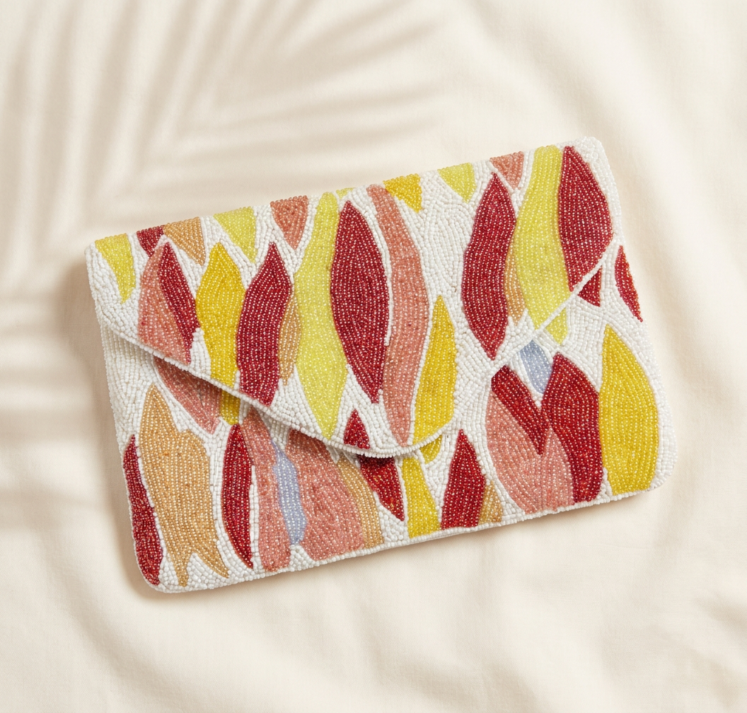 Bali Booked Beaded Clutch