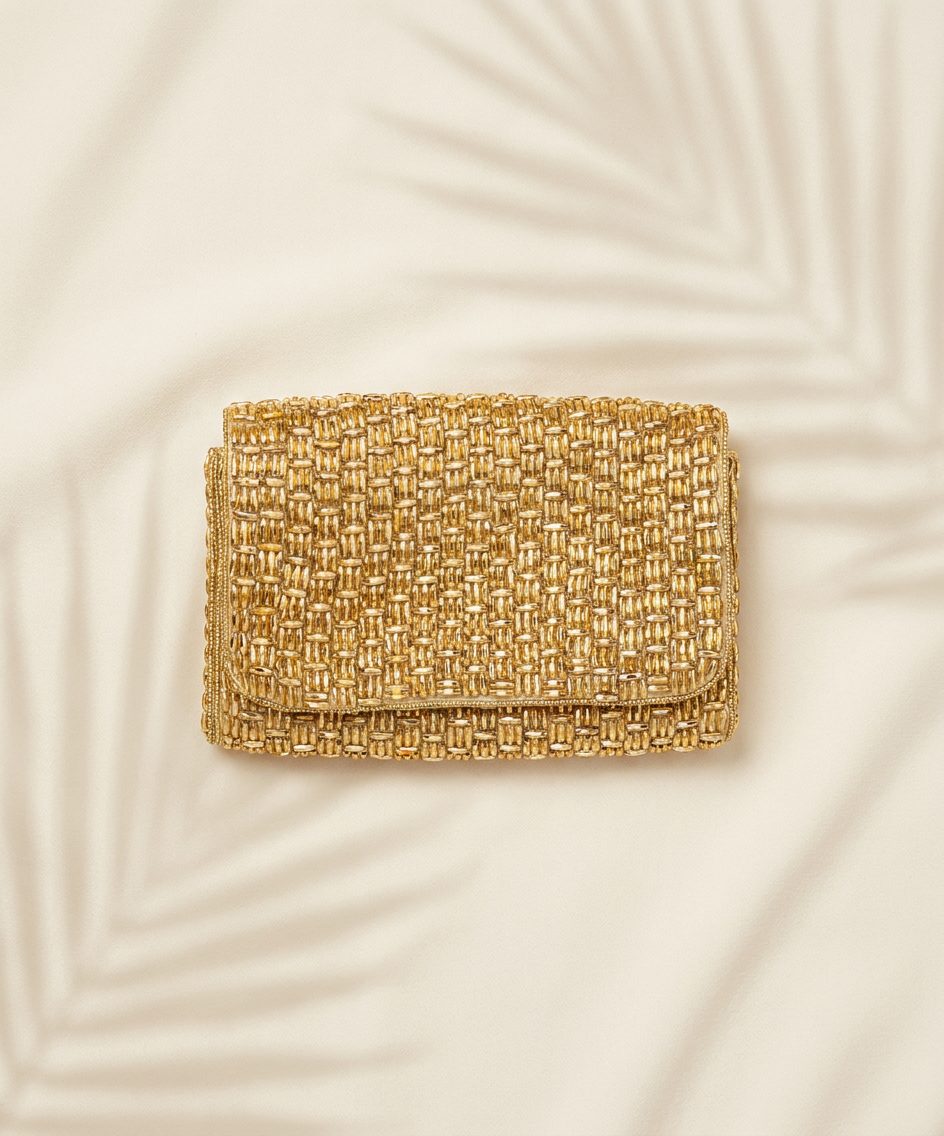 Champagne Nights Beaded Clutch