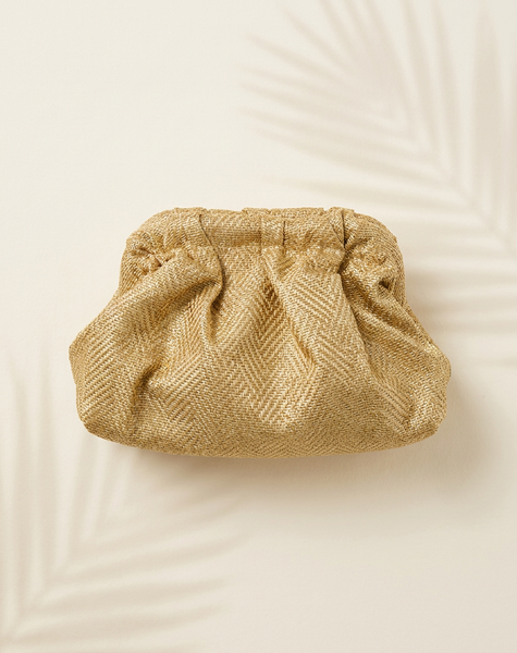 Golden Hour Cloud Straw Clutch