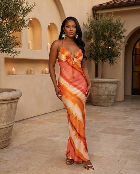 Sorbet Sunset Satin Maxi Dress