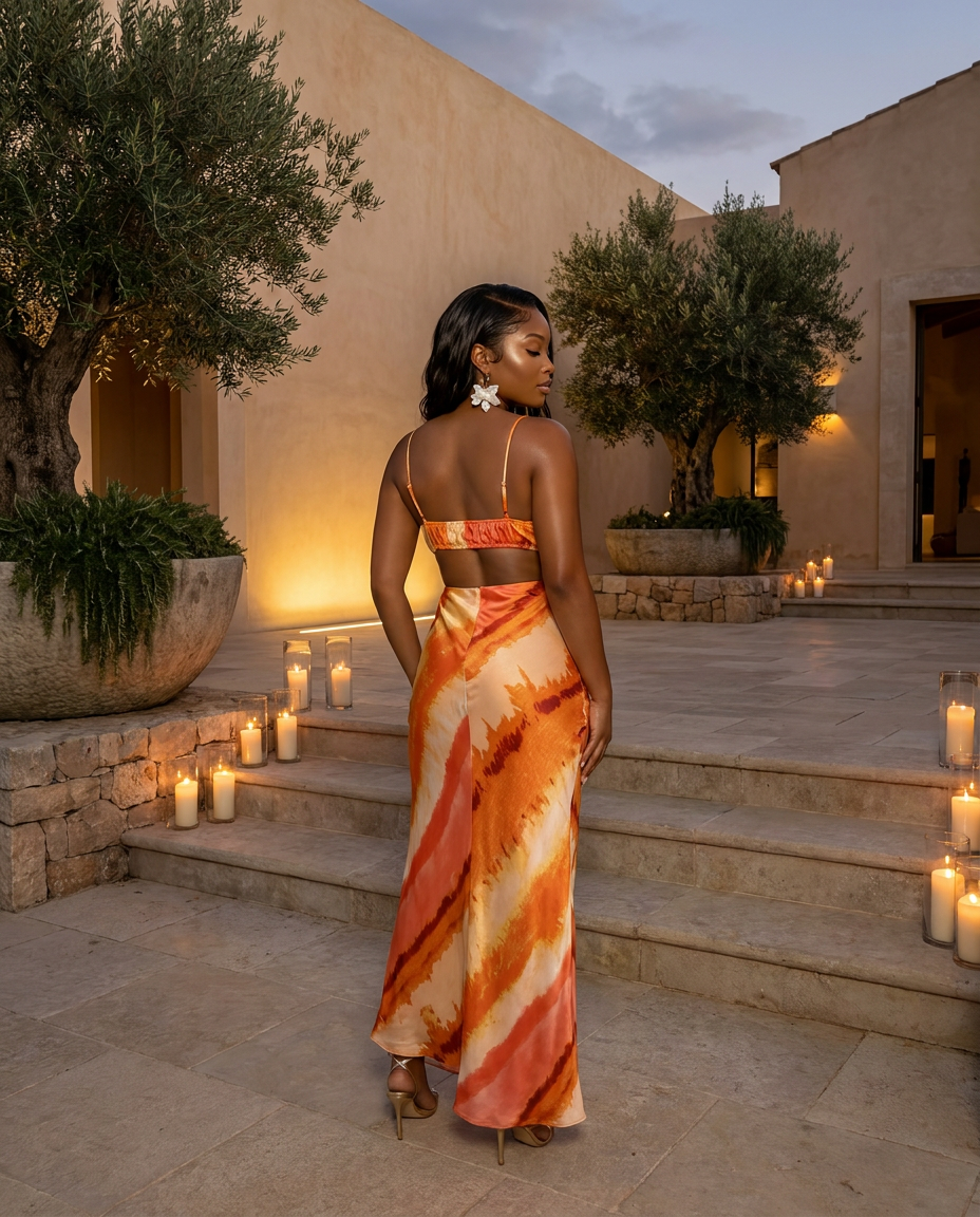 Sorbet Sunset Satin Maxi Dress
