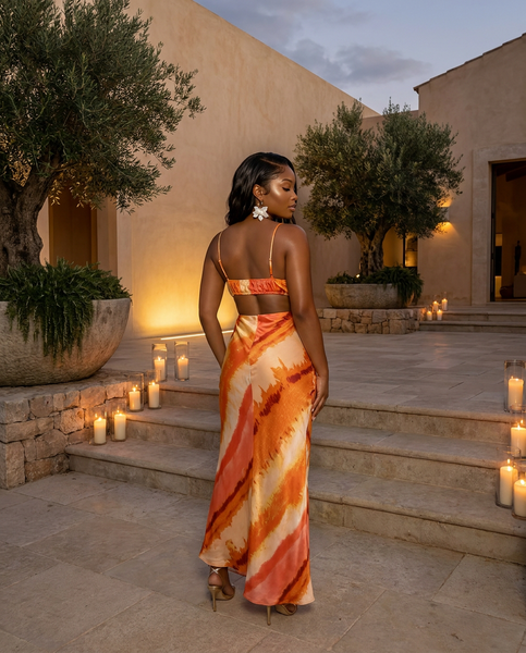 Sorbet Sunset Satin Maxi Dress
