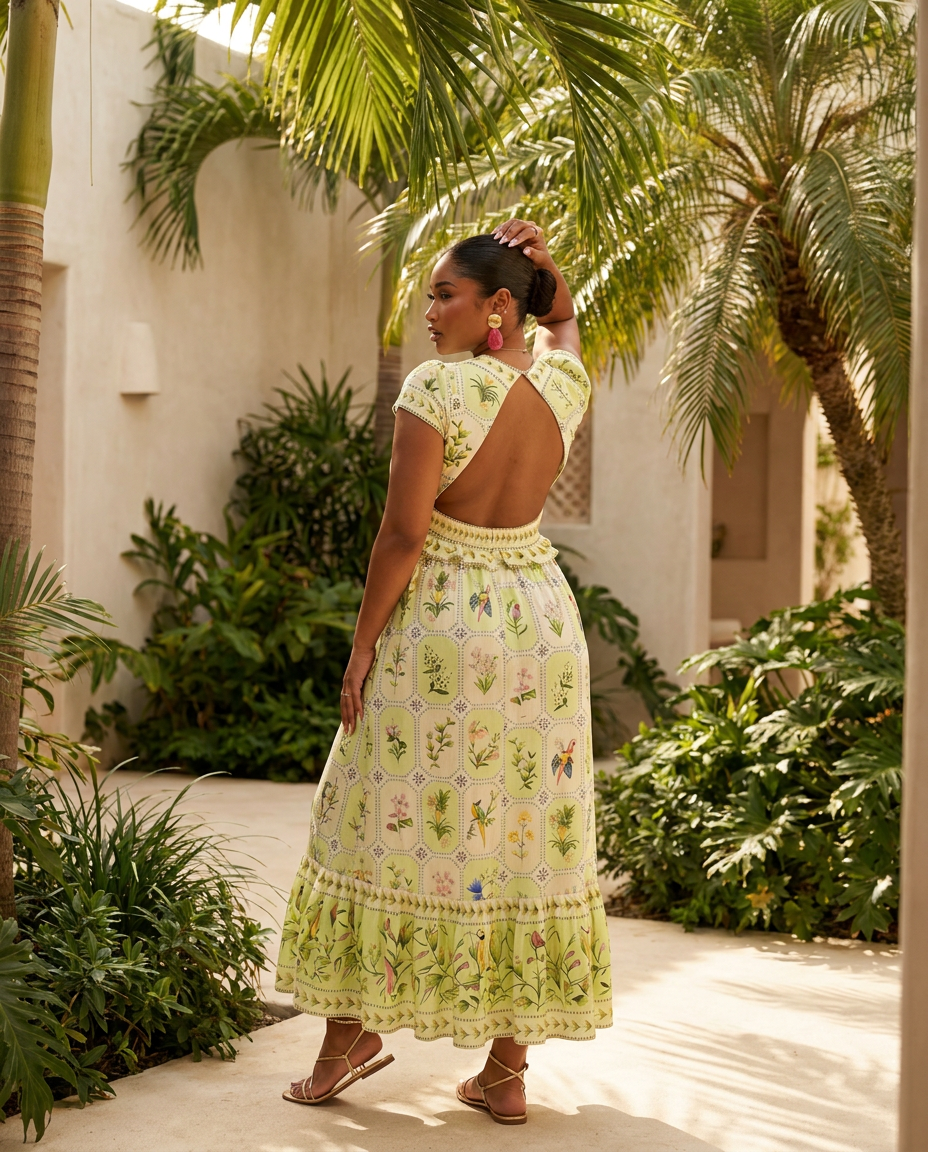 Parrot Garden Maxi Dress