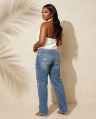 Pearl Drape Satin Halter Top
