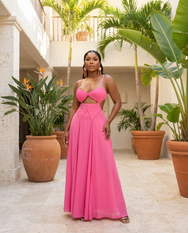 Fuchsia Flirt Cutout Maxi Dress