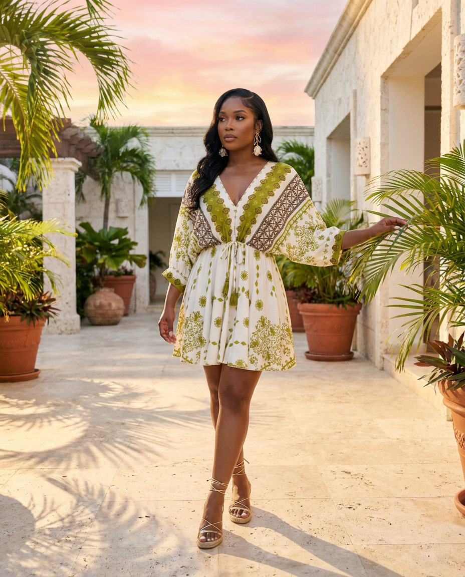 Vista Verde Printed Mini Dress