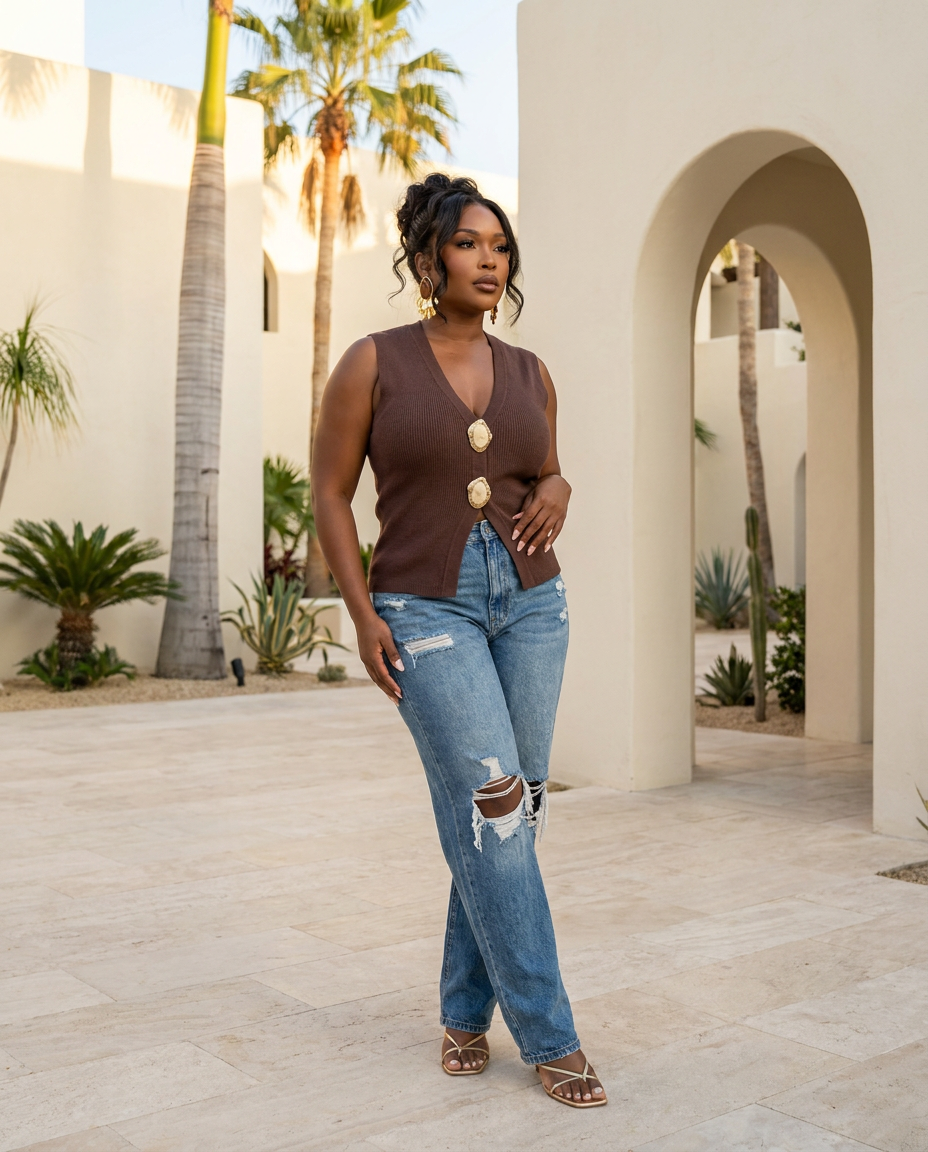 Chocolate Gilded Muse Vest Top