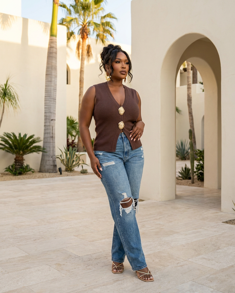 Chocolate Gilded Muse Vest Top